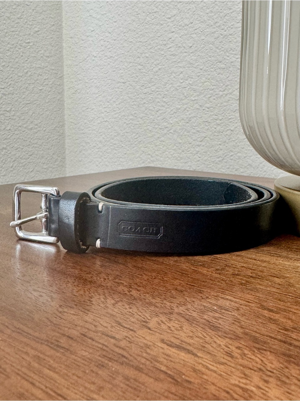 Coach Black Cowhide Leather Women’s Belt with Solid Brass Buckle Pre Owned